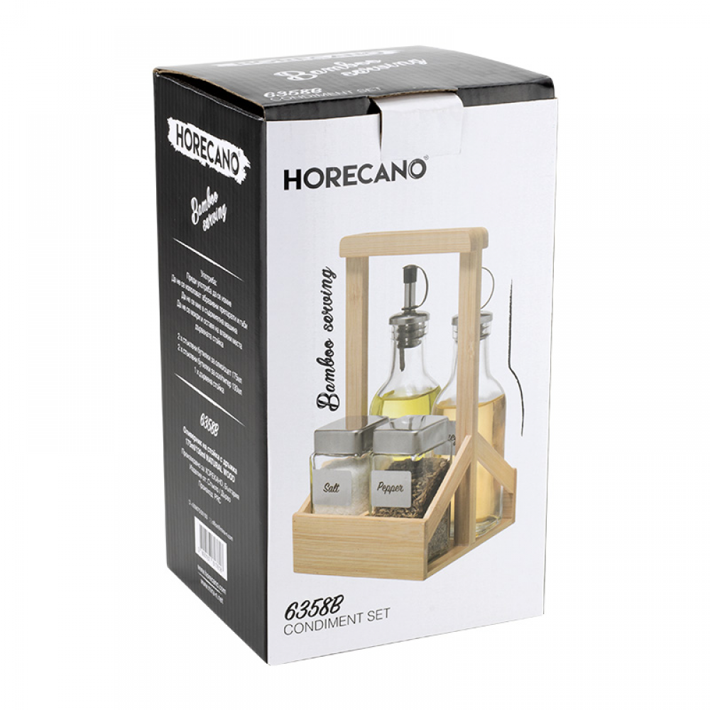 Оливерник на стойка с дръжка 175ml/130ml NATURAL WOOD (6358B) HORECANO |  |  |