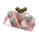 Сервиз за чай с 4 броя чаши и чайник Розово |  |  |