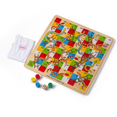  Дървена игра - Змии и стълби Bigjigs - Детски играчки