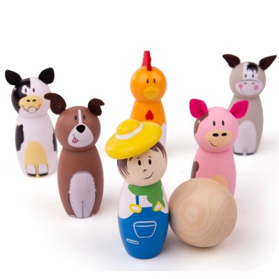 Дървен мини боулинг Ферма - Bigjigs  - Детски играчки